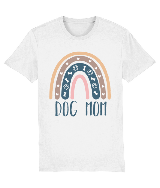 T-shirt hond hondenmama regenboog beige blauw (dog mom)