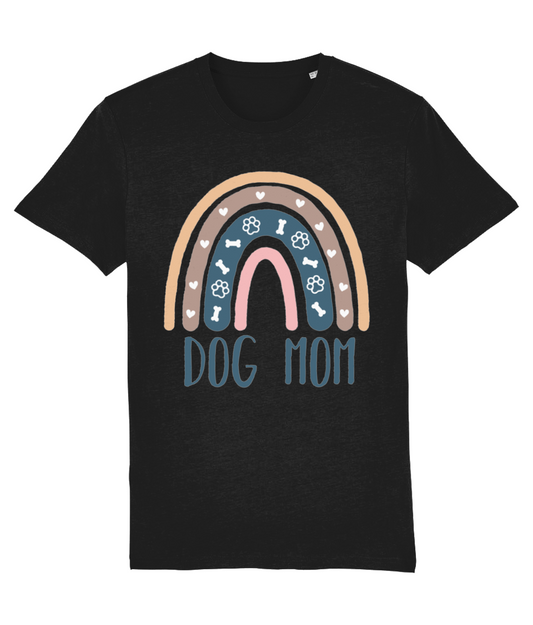 T-shirt hond hondenmama regenboog beige blauw (dog mom)