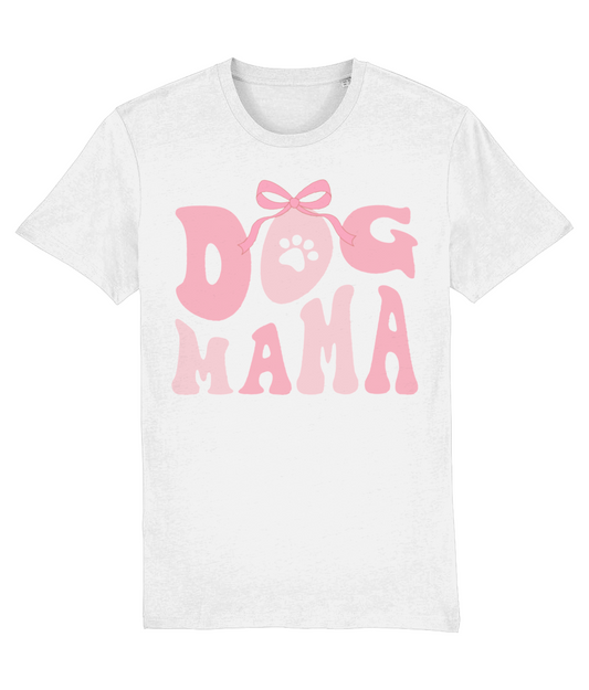 T-shirt hond dog mama afbeelding met strikje en hondenpoot roze