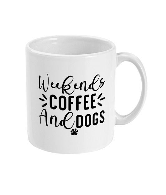 Hond mok met foto van je hond en quote honden: weekends coffee and dogs